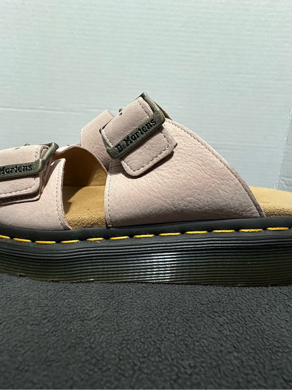 Dr. Martens Josef slide sandals in a Powder Pink Suede Double-Buckle Slide - Picture 9 of 9